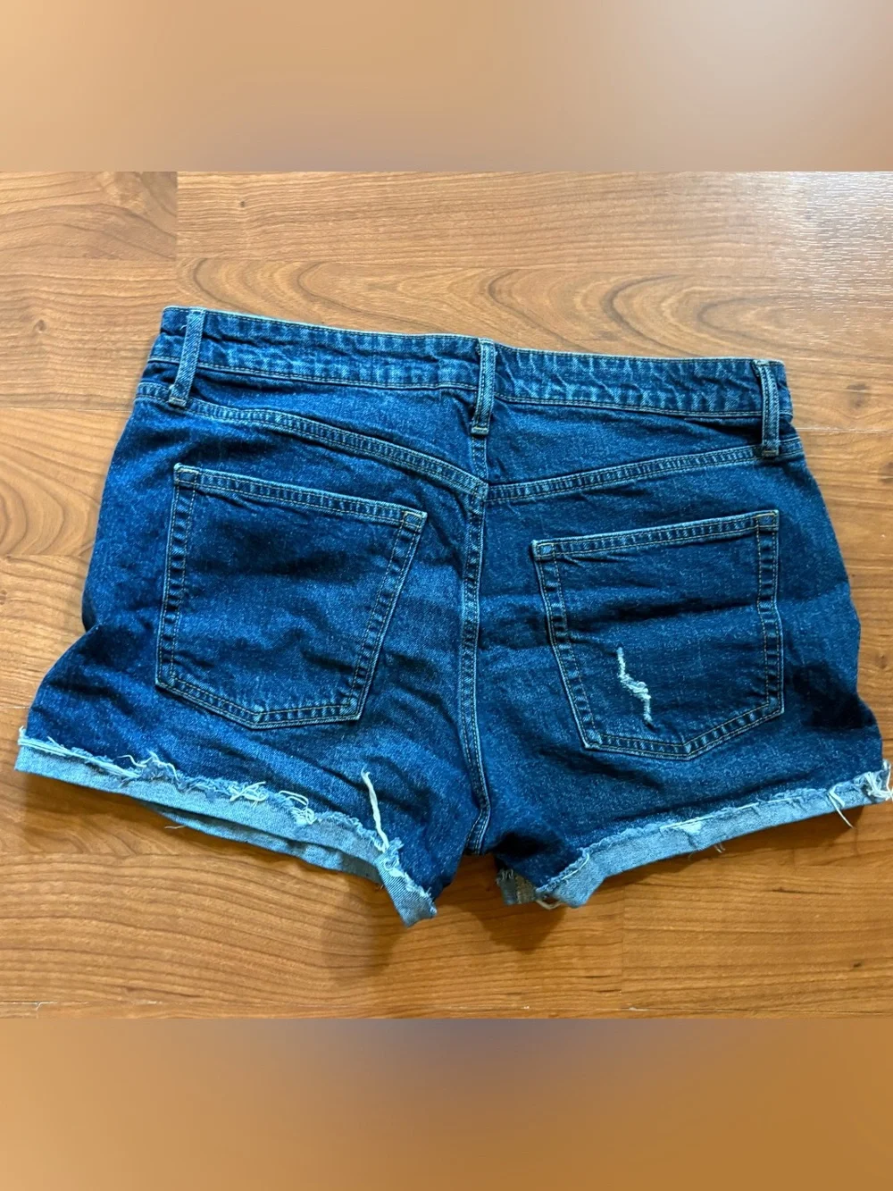 No Boundaries Dark Blue Distressed Denim Cutoff Shorts